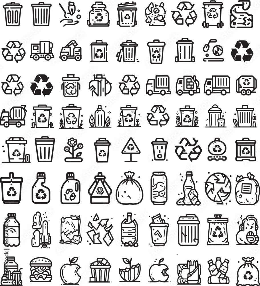 70 Garbage line art Icons set 70 Garbage line art Icons set