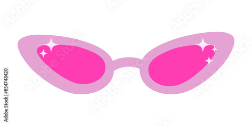 Vector Sunglasses Pink; beach; sea; vacation; rest; holidays; fashion; style; accessories; female; glasses; hat; panama; swimsuit; summer; beachfront; trend; .Banner; Poster. Doodle Style.Hand Drawn