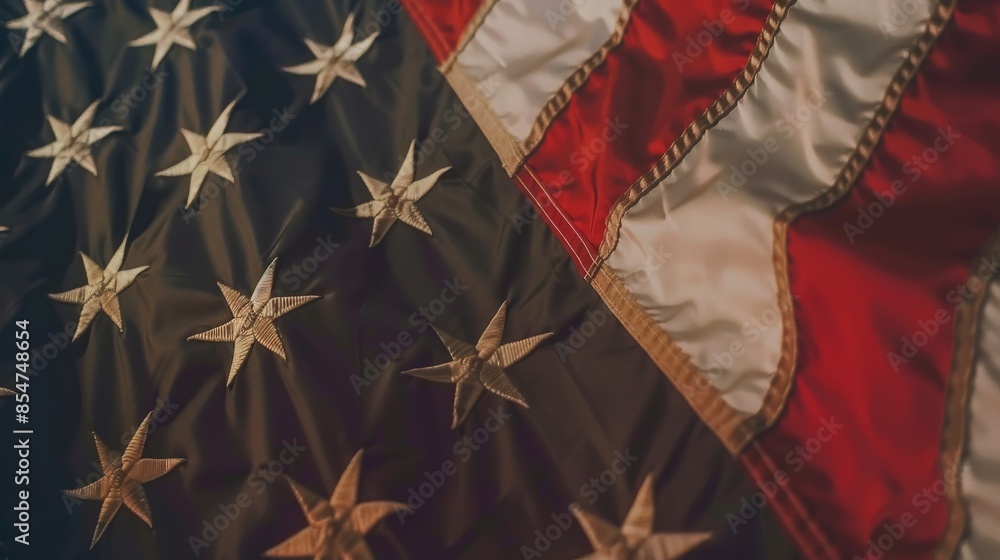 Close-Up of an American Flag with a Vintage Feel Close-Up of an American Flag with a Vintage Feel