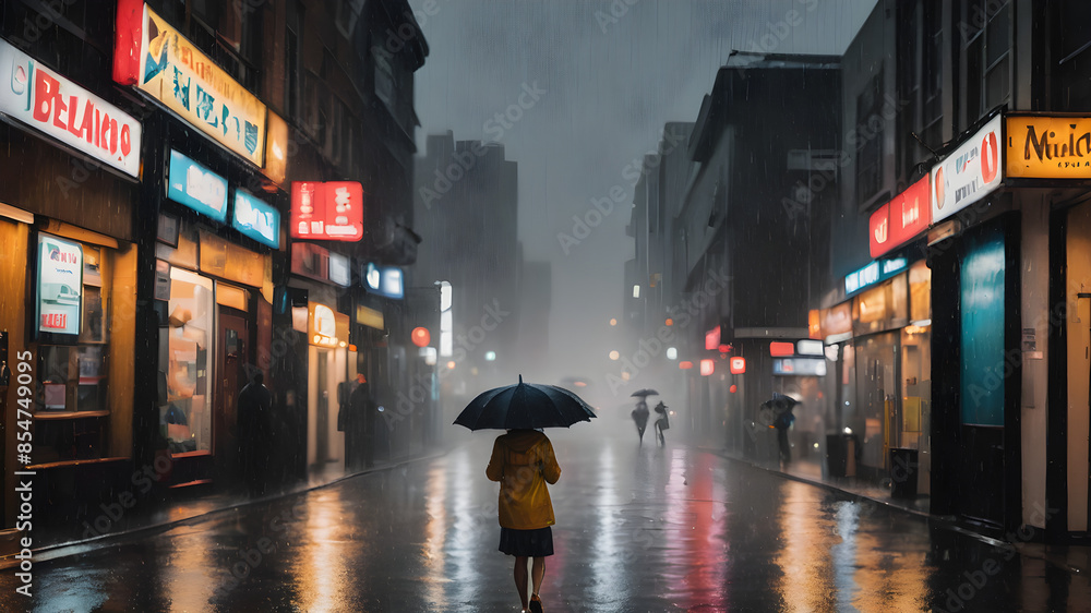 Obraz premium Photograph scenes through or in the rain, capturing its mood and impact.
