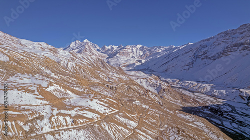 Picturesque view of the Key Gompa Monastery (4166 m) at sunrise. Spiti valley, Himachal Pradesh, India. photo