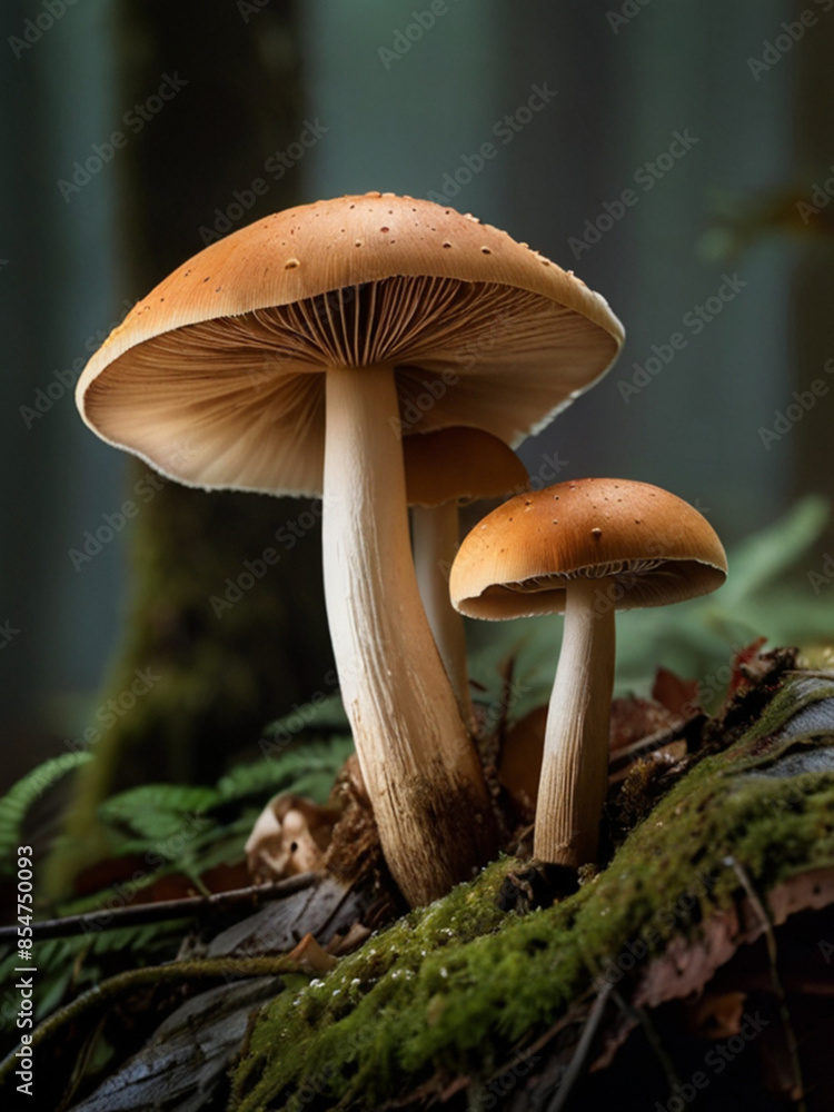 Fototapeta premium Majestic mushrooms in the forest, a mesmerizing display of nature's wonder. 