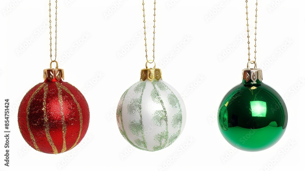 Christmas Ornaments Isolated on White Background, Generative AI Christmas Ornaments Isolated on White Background, Generative AI