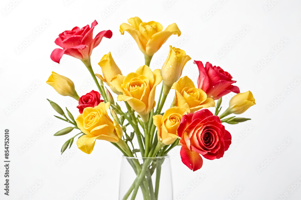 Yellow and Red Roses in a Glass Vase Yellow and Red Roses in a Glass Vase