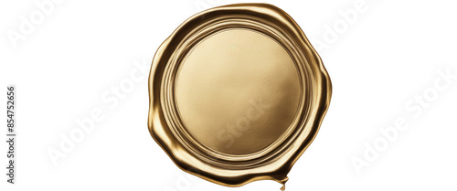 Gold wax seal, perfect for invitations, awards, and official documents or certificates, on isolated with transparent concept