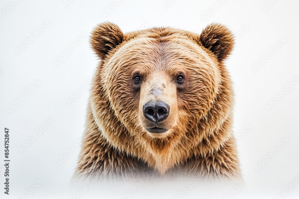 Obraz premium Close-up portrait of a brown bear against a white background