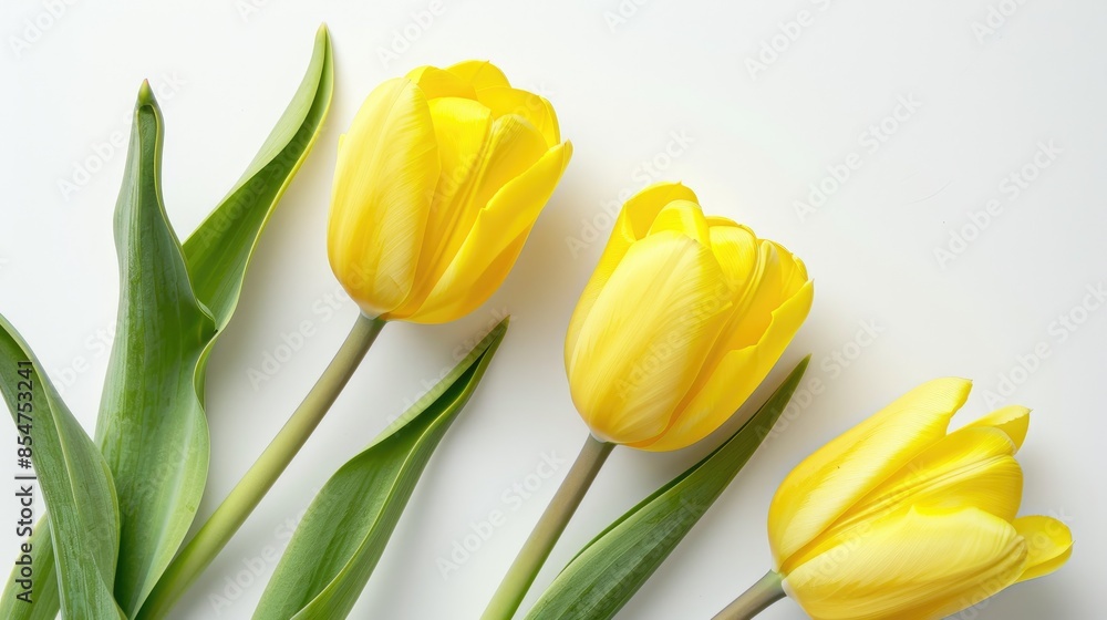 Two lovely yellow tulips on white background vertical orientation Two lovely yellow tulips on white background vertical orientation