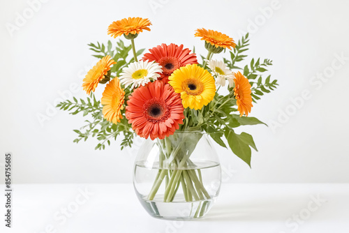 Colorful Gerbera Daisies in a Glass Vase
