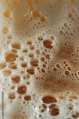 Closeup of beer foam with bubbles, 