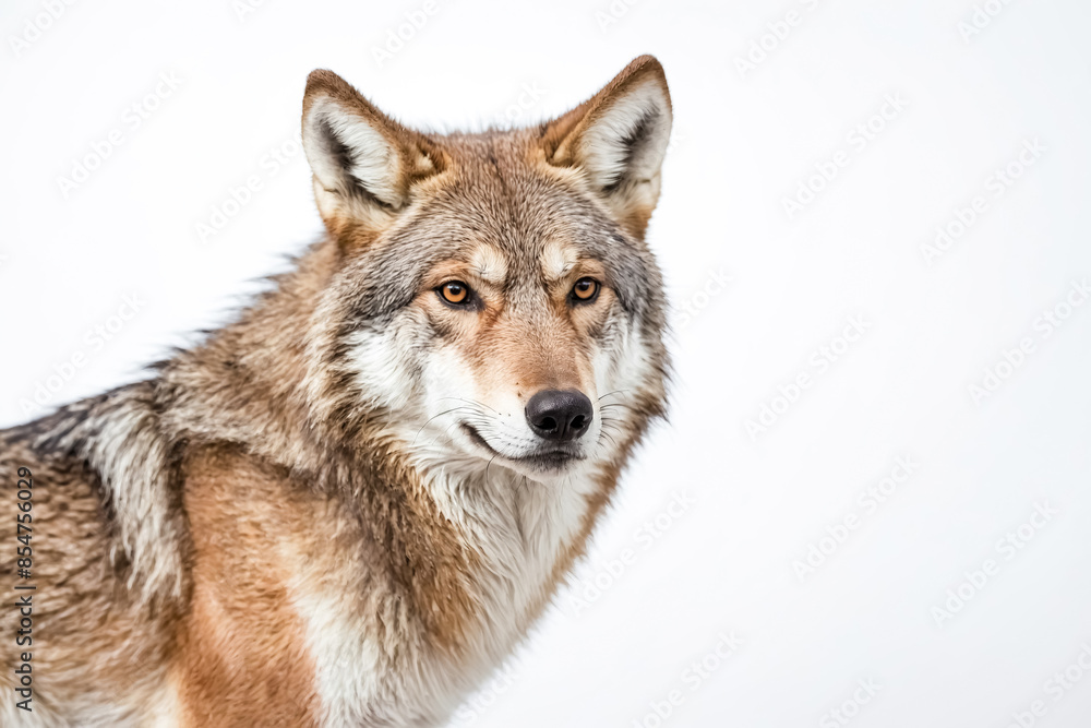 Obraz premium Close-up portrait of a wolf with amber eyes