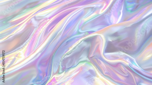 Iridescent Holographic Abstract Background with Shimmering Colors and Fluid Texture