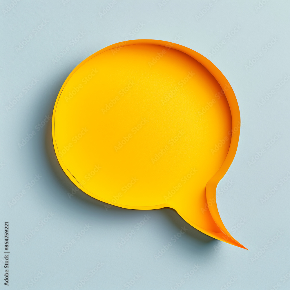 Yellow Paper Speech Bubble on plain White Background Yellow Paper Speech Bubble on plain White Background