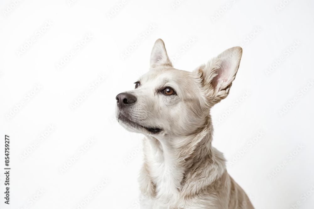 Close-up of a White Dog's Head with White Background Close-up of a White Dog's Head with White Background