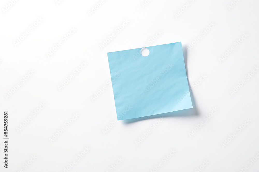 Blue Sticky Note with Hole on White Background Blue Sticky Note with Hole on White Background