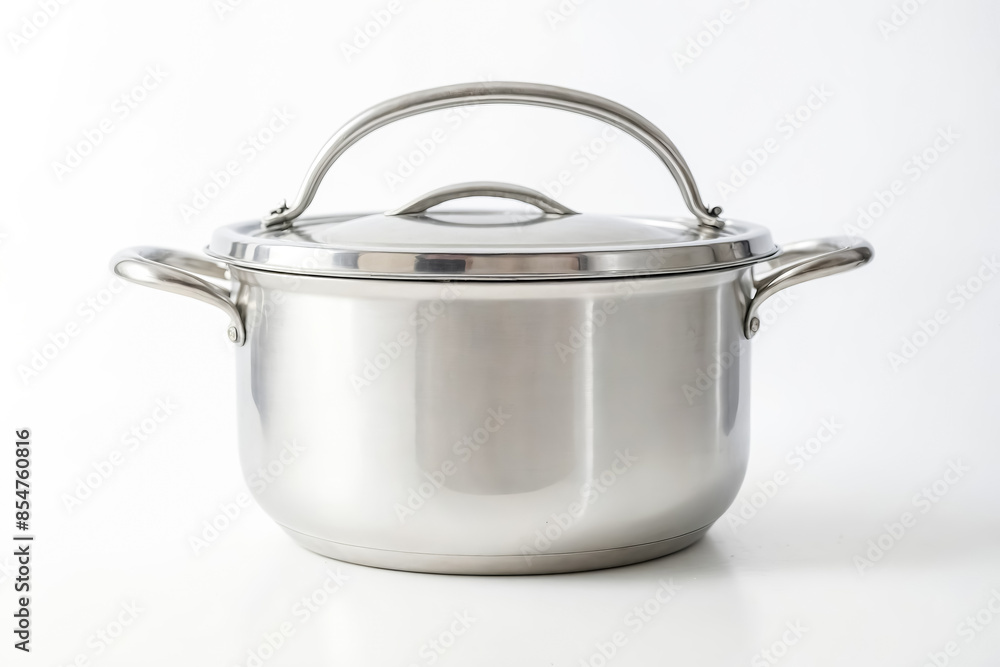 Stainless Steel Pot with Lid Isolated on White Background Stainless Steel Pot with Lid Isolated on White Background