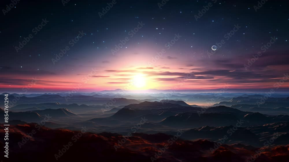 Mountain Majesty at Twilight: Timelapse Starry Sky - made with Generative AI Mountain Majesty at Twilight: Timelapse Starry Sky - made with Generative AI