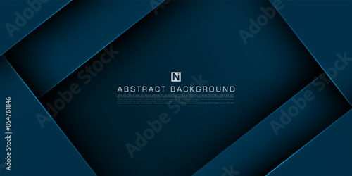 Abstract dark blue overlap shadow and lights background. Papercut template vector with straight line and shadow. Dark blue background with trendy pattern design. Eps10 vector