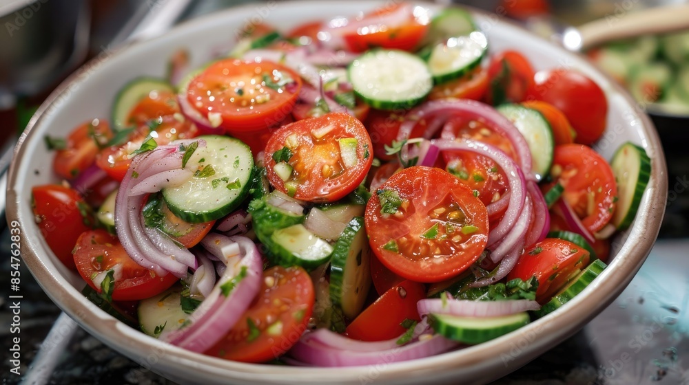 Tomato cucumber and onion salad Tomato cucumber and onion salad