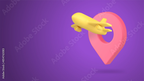 Travel by plane touristic agency service international air transportation 3d icon realistic vector