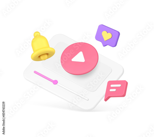 Video blog vlog cyberspace channel online broadcasting multimedia content 3d icon realistic vector