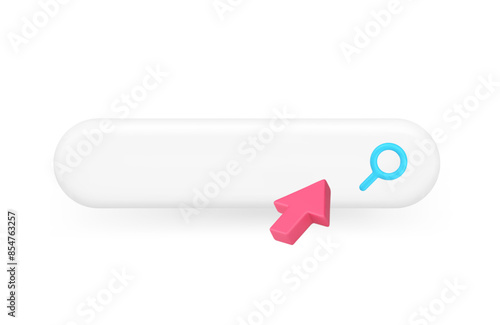 Online search internet browser address navigation bar arrow click cursor 3d icon realistic vector