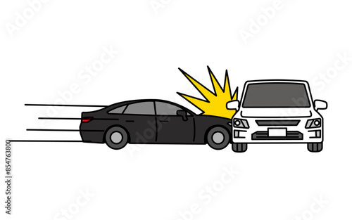 自動車の交通事故、衝突事故のイラスト
