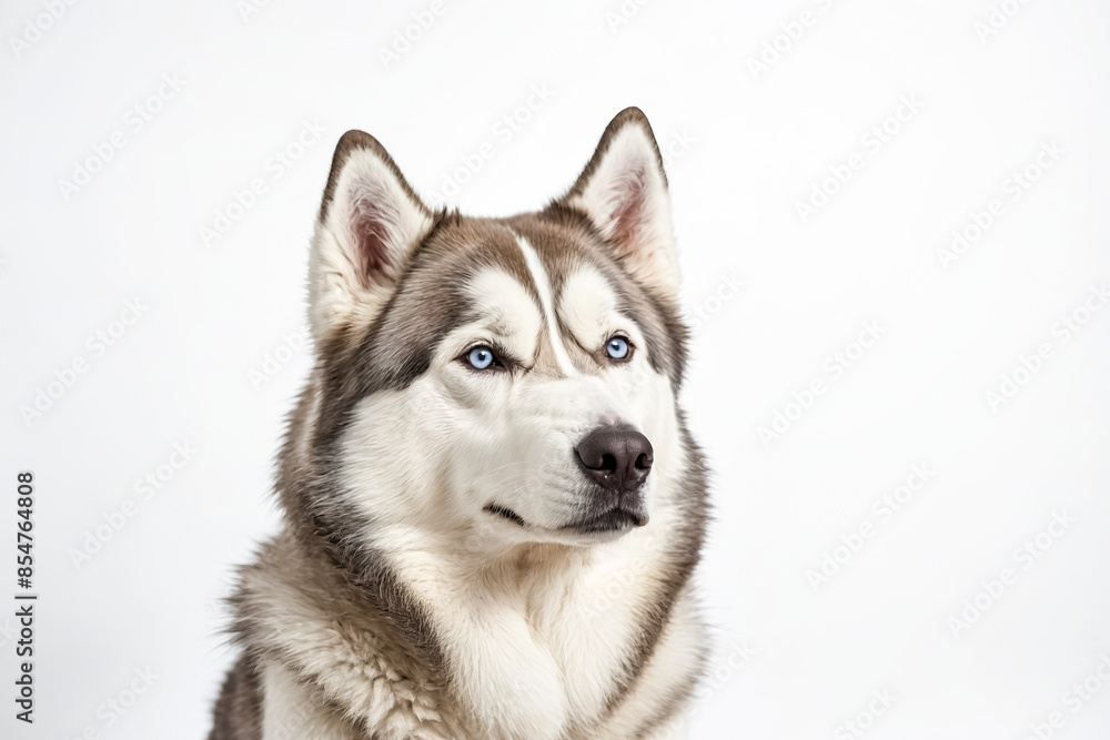 Close-up portrait of a husky with piercing blue eyes Close-up portrait of a husky with piercing blue eyes