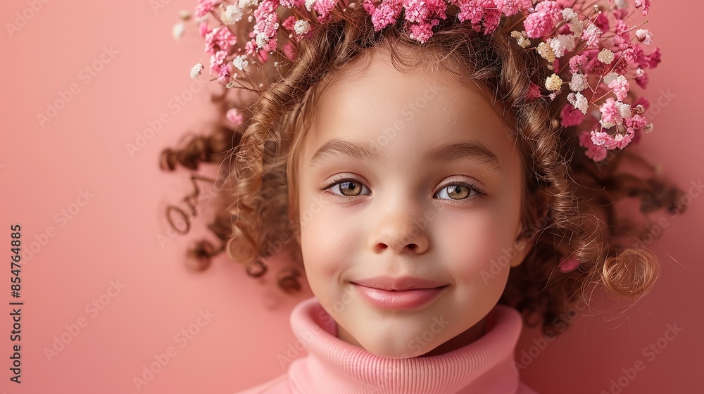 Portrait of a Smiling Girl with Flowers in Her Hair Portrait of a Smiling Girl with Flowers in Her Hair