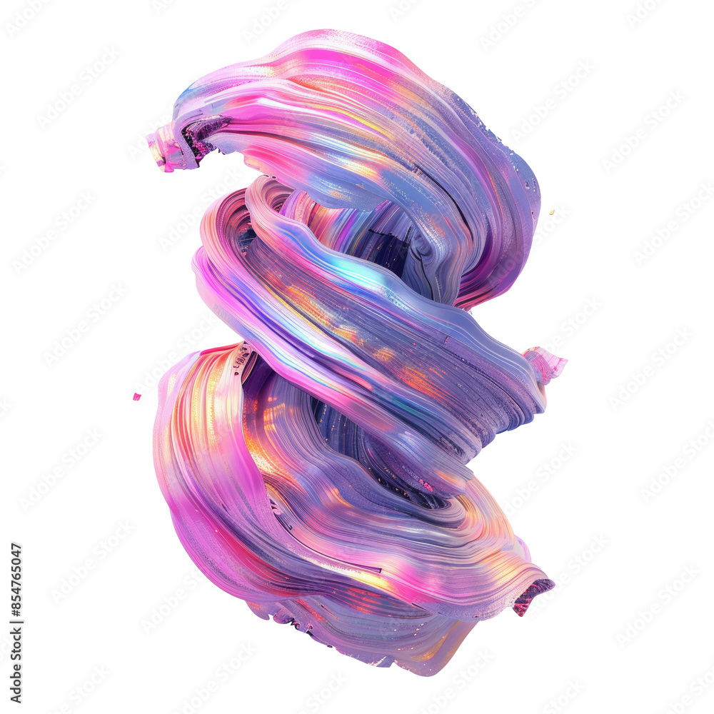 Twisted Holographic Paint Brush Strokes Isolated on Transparent or White Background, PNG Twisted Holographic Paint Brush Strokes Isolated on Transparent or White Background, PNG