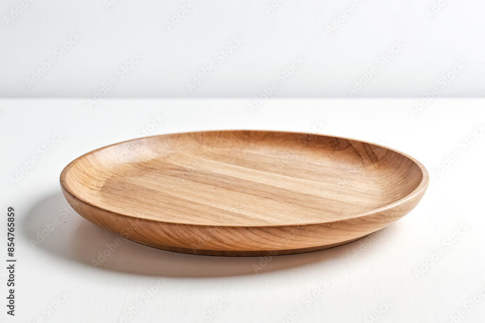 Empty Wooden Plate on White Background Empty Wooden Plate on White Background