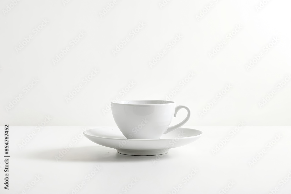 White Cup and Saucer on White Background White Cup and Saucer on White Background