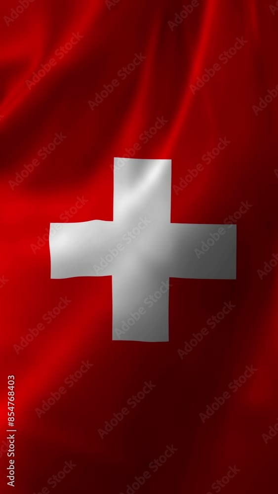 4k Highly Detailed Vertical National Flag Of Switzerland - Wavy Switzerland Flag. Close-up front view. 4k Highly Detailed Vertical National Flag Of Switzerland - Wavy Switzerland Flag. Close-up front view.