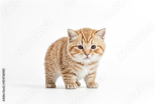 Adorable Ginger Kitten Posing Against a White Background
