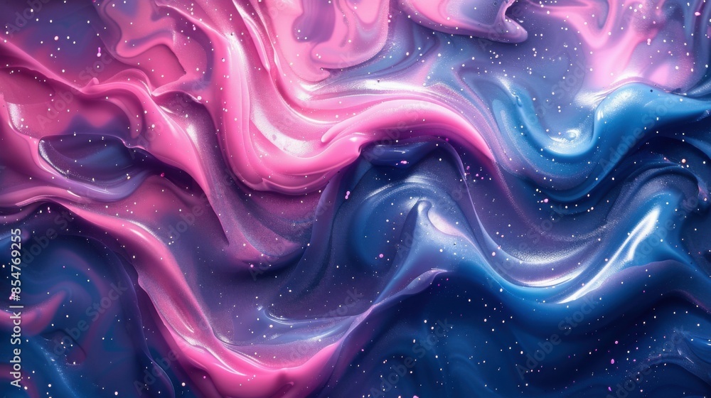 Obraz premium background texture. Holographic pink and blue molten plastic jelly wave