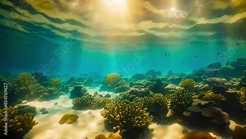 Mystical Depths: Underwater Coral Beauty in Slow Motion - made with Generative AI photo