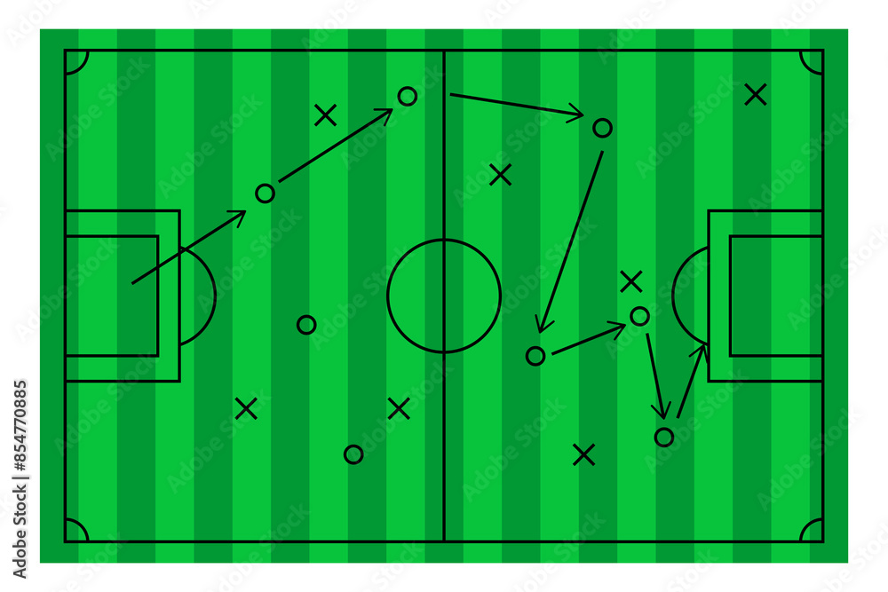 Soccer strategy football game tactical scheme drawing on chalkboard. Soccer strategy football game tactical scheme drawing on chalkboard.