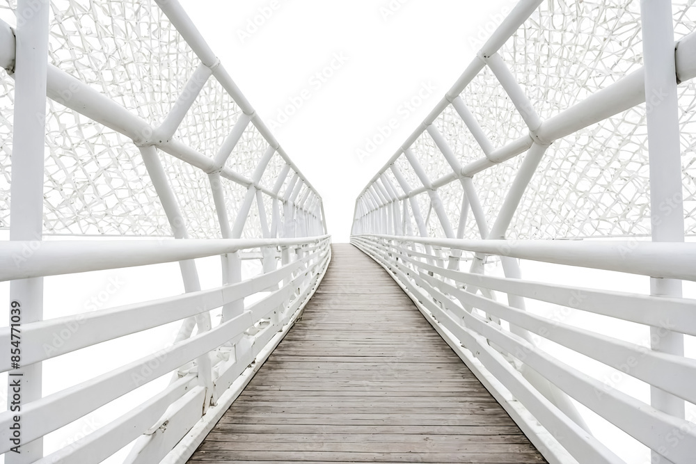 Fototapeta premium White Bridge with a Wooden Path