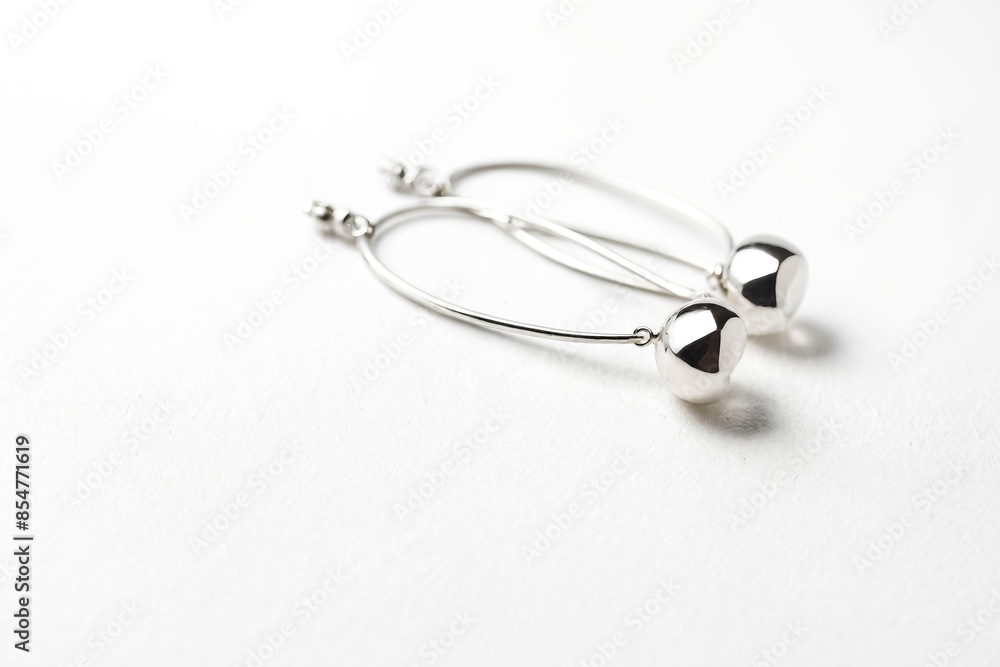 Silver Hoop Earrings with Sphere Charm Silver Hoop Earrings with Sphere Charm