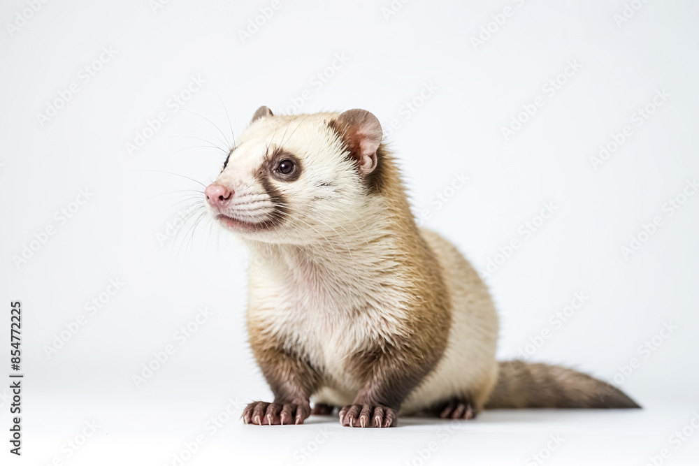 Adorable Ferret Posing on White Background Adorable Ferret Posing on White Background
