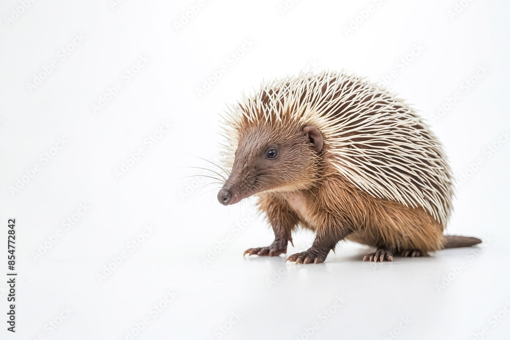 Closeup of a cute hedgehog with brown and white quills Closeup of a cute hedgehog with brown and white quills