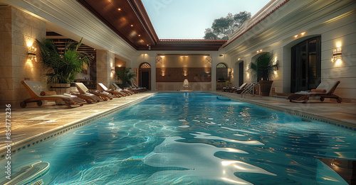 Wallpaper Mural Luxury swimming pool at mansion. Generative AI. Torontodigital.ca