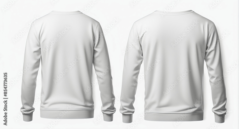 Set of white front and back view tee sweatshirt sweater long sleeve on white background cutout, Mockup template for artwork graphic design Set of white front and back view tee sweatshirt sweater long sleeve on white background cutout, Mockup template for artwork graphic design