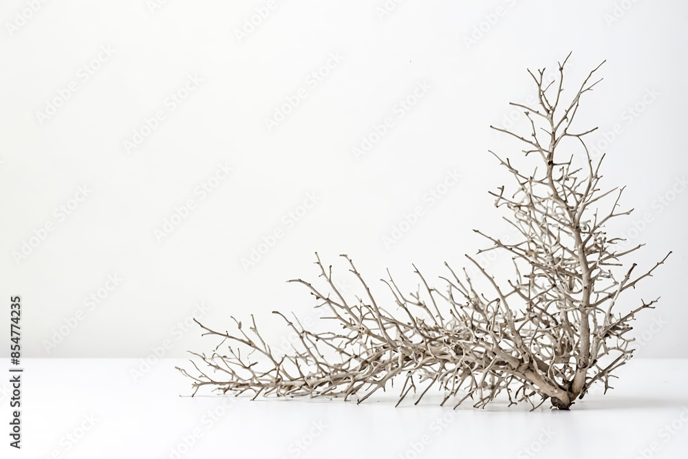 Obraz premium Dried Branch on a White Background