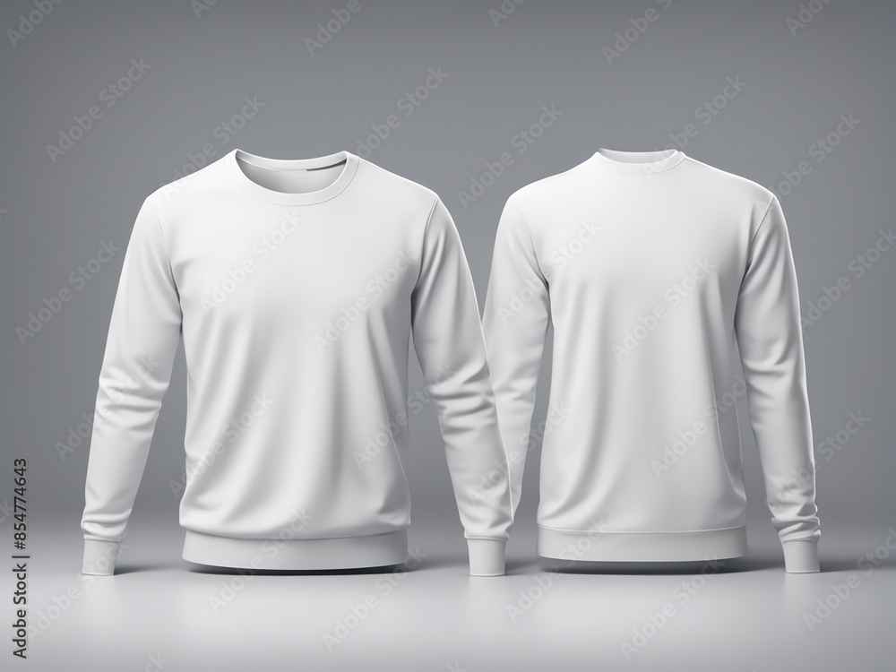 Set of white front and back view tee sweatshirt sweater long sleeve on white background cutout, Mockup template for artwork graphic design Set of white front and back view tee sweatshirt sweater long sleeve on white background cutout, Mockup template for artwork graphic design