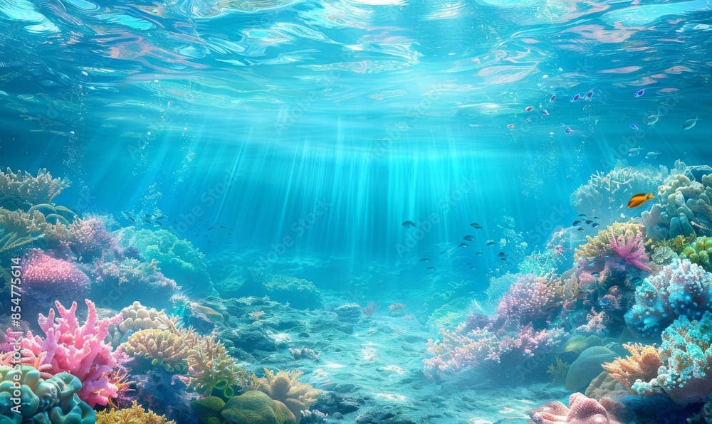 Fototapeta premium Clear blue ocean with coral