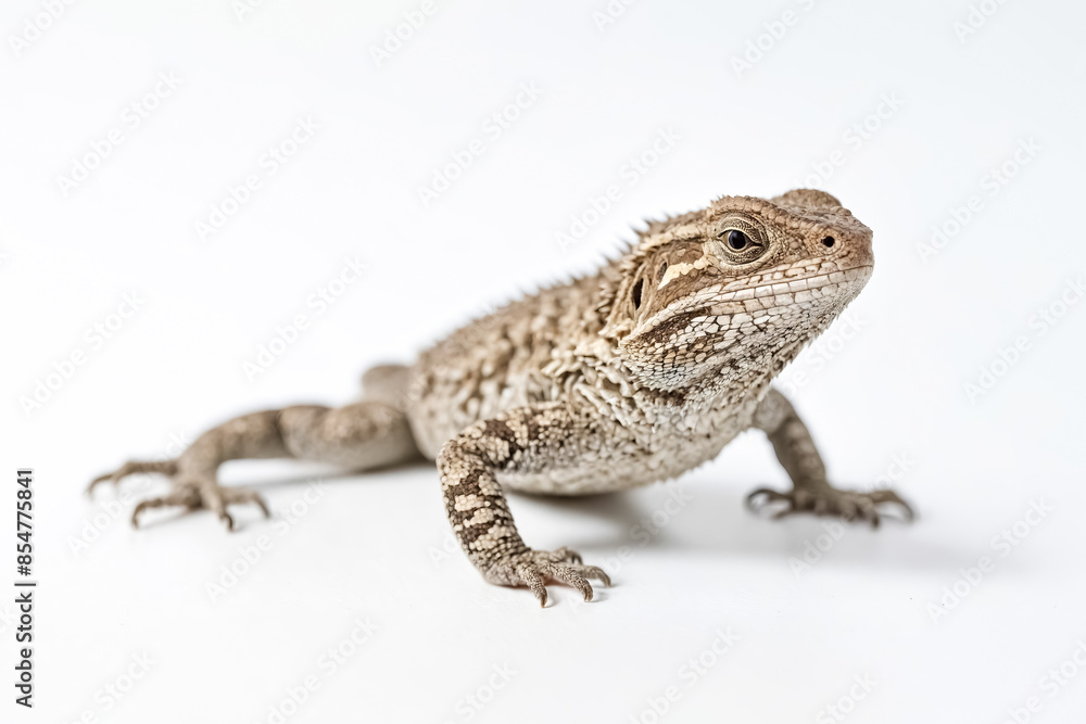 Obraz premium Close-up of a lizard on a white background