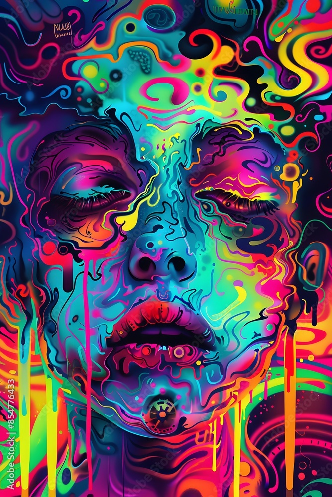 a face with trippy colors a face with trippy colors