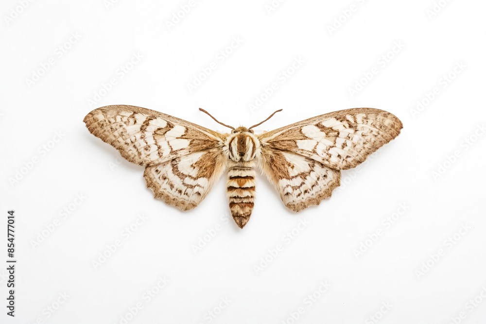 Obraz premium Brown and White Moth Isolated on White Background