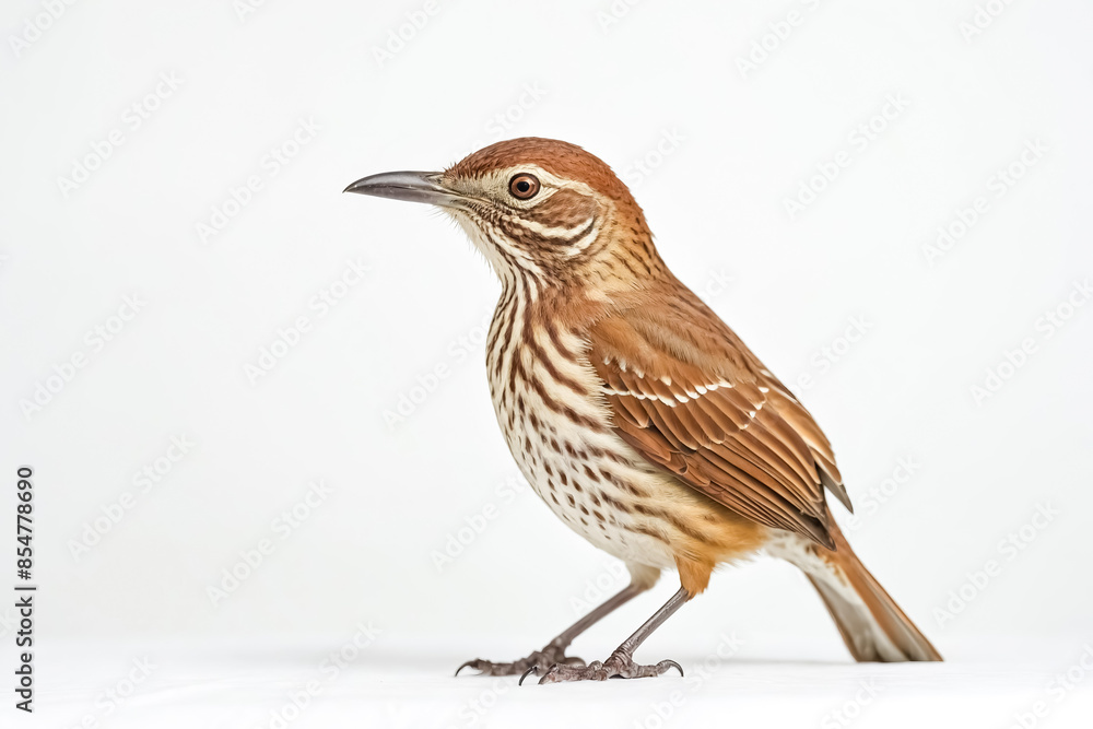 Brown Thrasher Bird Isolated on White Background Brown Thrasher Bird Isolated on White Background