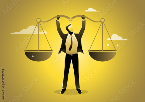 businessman leader lift balance ethical scale